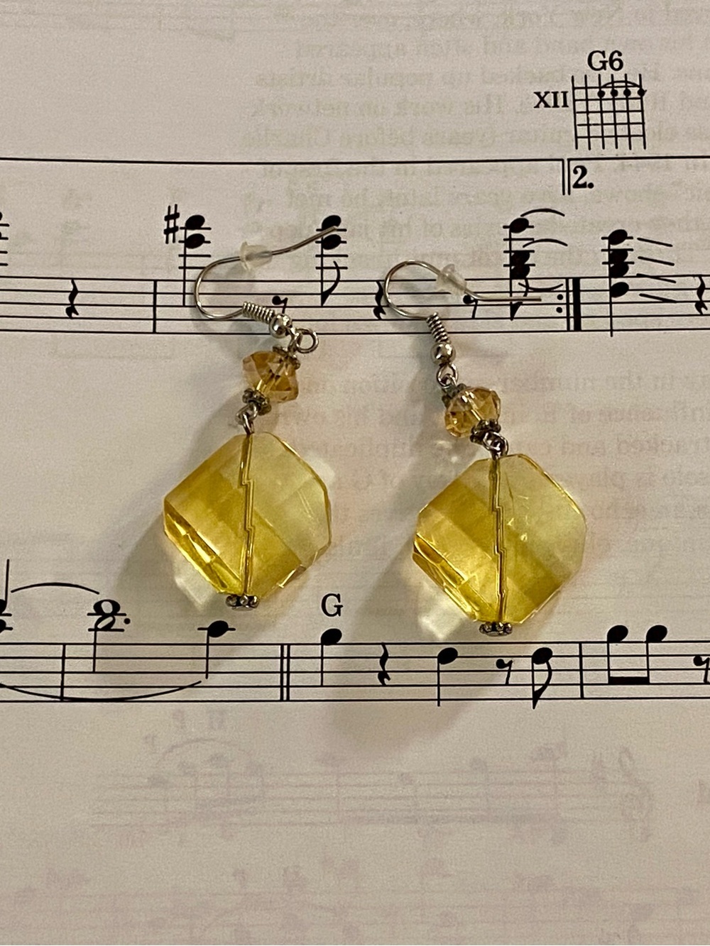 Brilliant, Yellow Faceted Crystal Drop Earrings